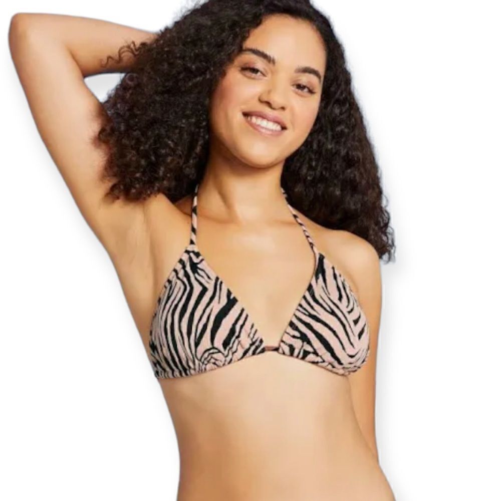 Xhilaration Junior’s Ribbed Animal Print Triangle Bikini Swim Top Large